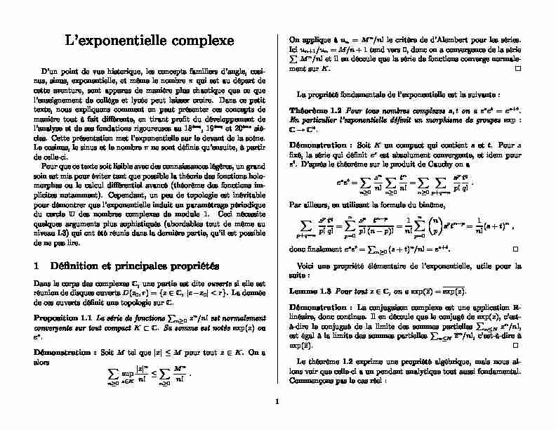[PDF] Lexponentielle complexe