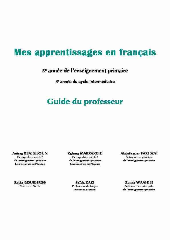 [PDF] Mes apprentissages en français - Moutamadrisma