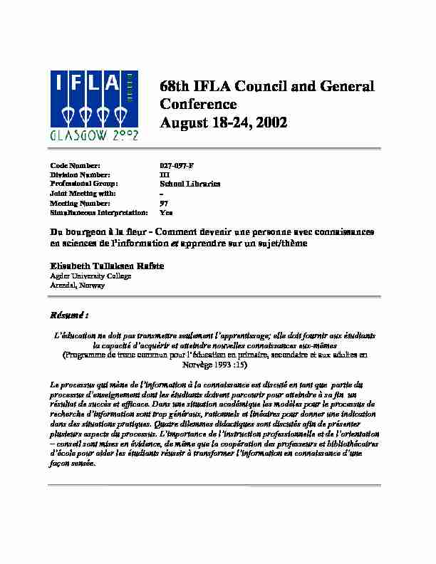 [PDF] Le but de ce travail est de discuter le processus menant de l  - IFLA