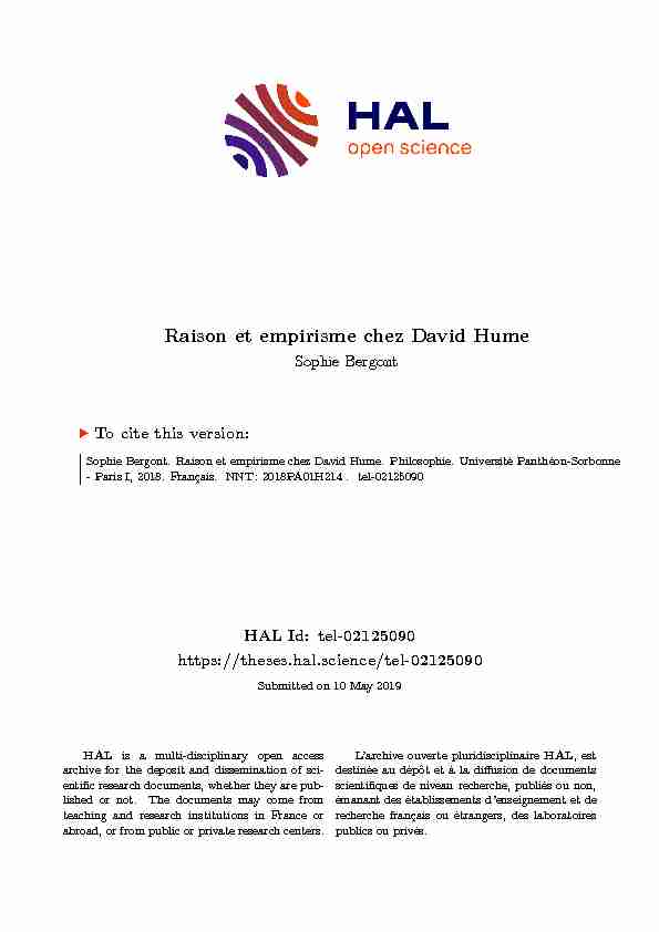 Raison et empirisme chez David Hume