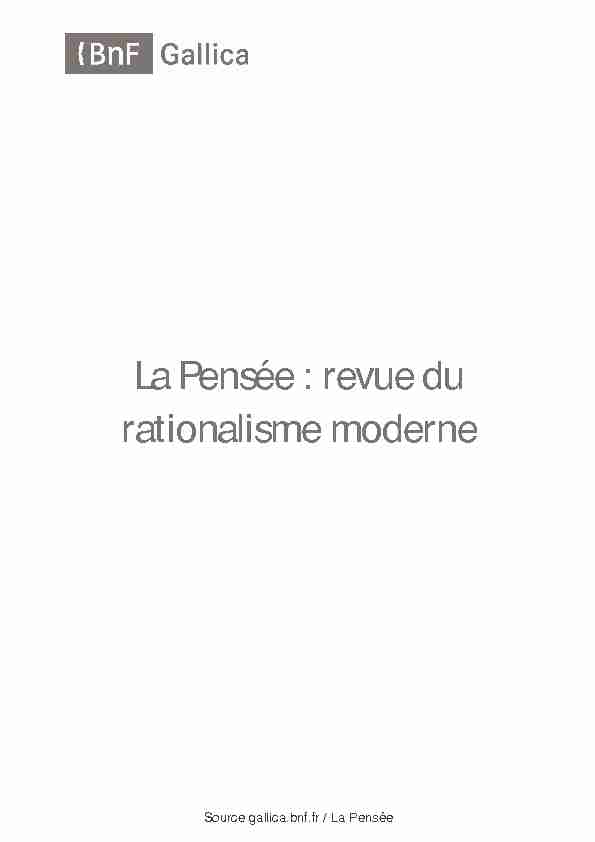 [PDF] La Pensée : revue du rationalisme moderne