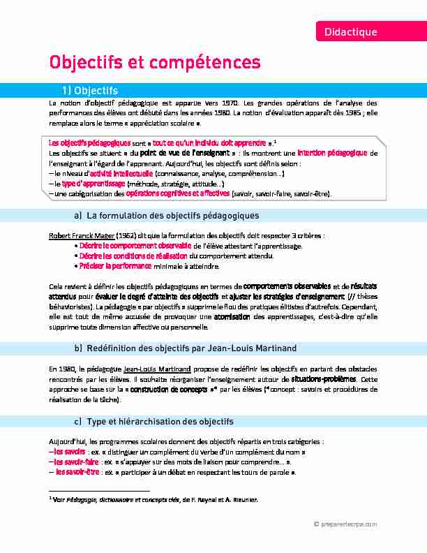 [PDF] Objectifs et compétences - Préparer (et réussir) ensemble le CRPE