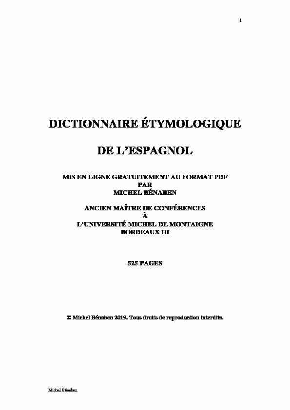 [PDF] Dictionnaire étymologique de lespagnol - Dictionnaire français