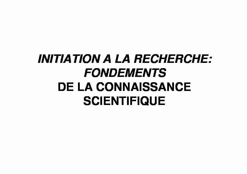[PDF] initiation a la recherche: fondements de la connaissance scientifique