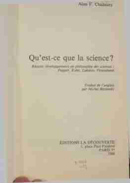 [PDF] Quest-ce que la science? - Alan F Chalmers - efreidocfr