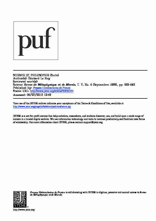[PDF] SCIENCE ET PHILOSOPHIE (Suite) Autho)(s) - iFAC