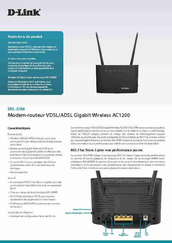 Modem-routeur VDSL/ADSL Gigabit Wireless AC1200