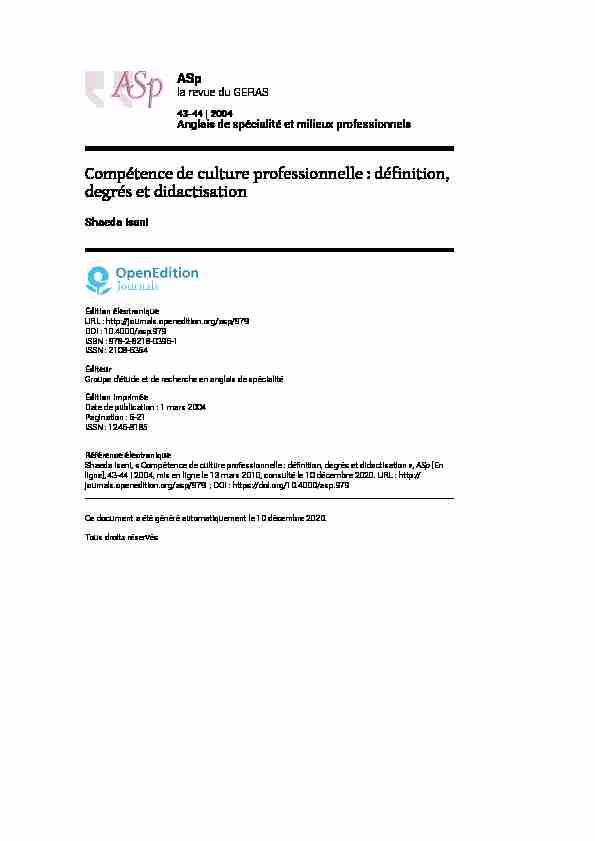 Compétence de culture professionnelle : définition degrés et