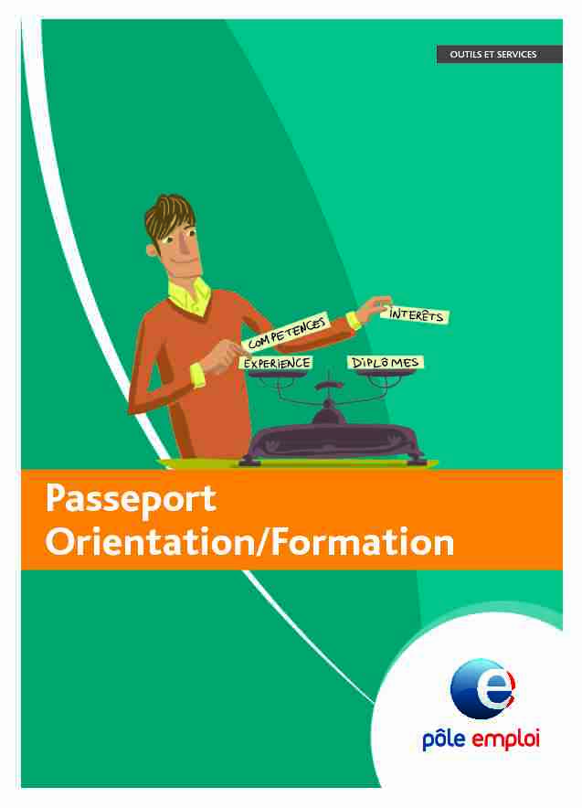 [PDF] Passeport Orientation Formation - Pôle emploi