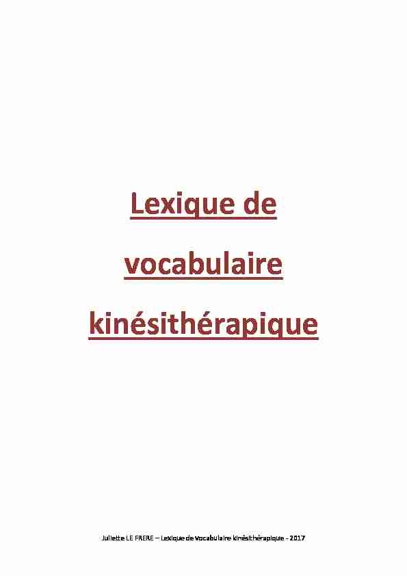 Lexique de vocabulaire kinésithérapique