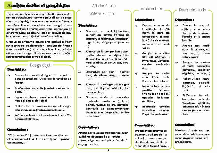 [PDF] Analyse écrite et graphique - Design Arts Appliqués & Métiers dArt