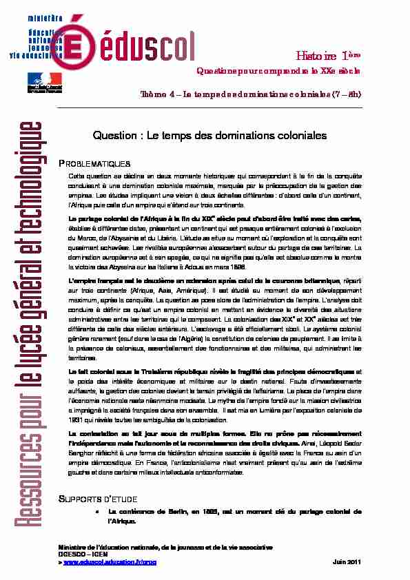 [PDF] Le temps des dominations coloniales - mediaeduscoleducationfr