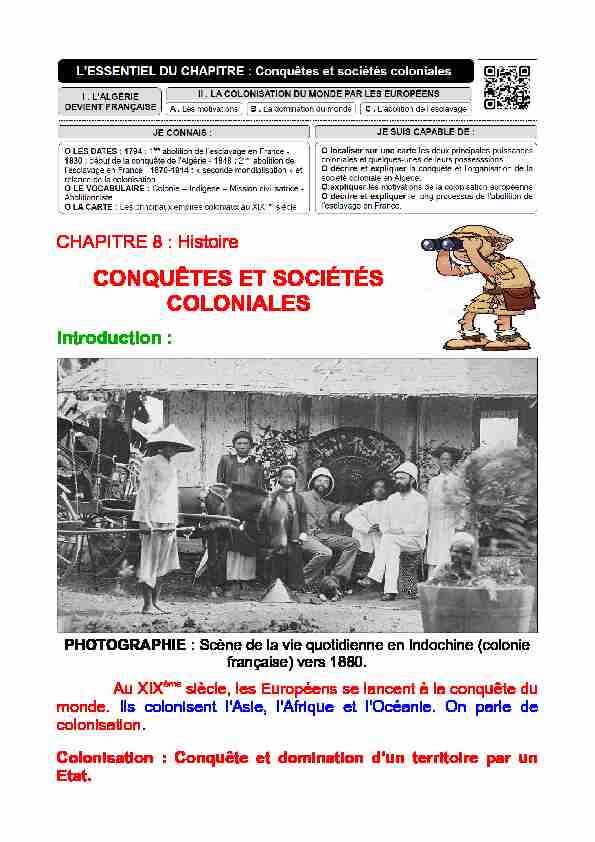 [PDF] CONQUÊTES ET SOCIÉTÉS COLONIALES - GEOHISTOIRE
