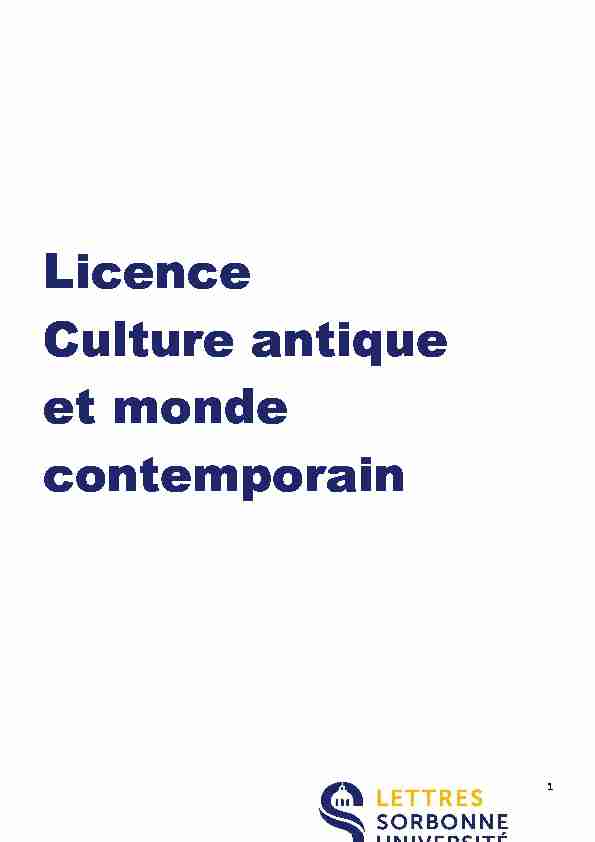 Licence Culture antique et monde contemporain