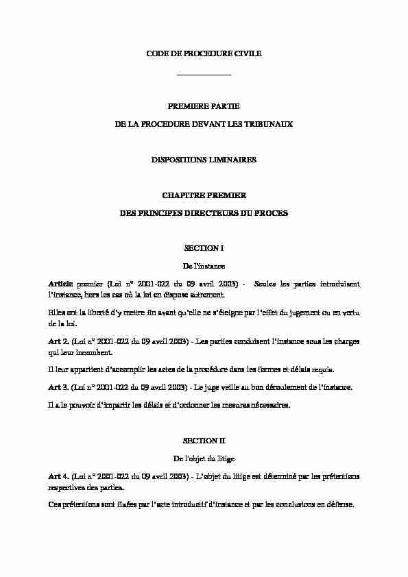 [PDF] CODE DE PROCEDURE CIVILEpdf - Africa Laws