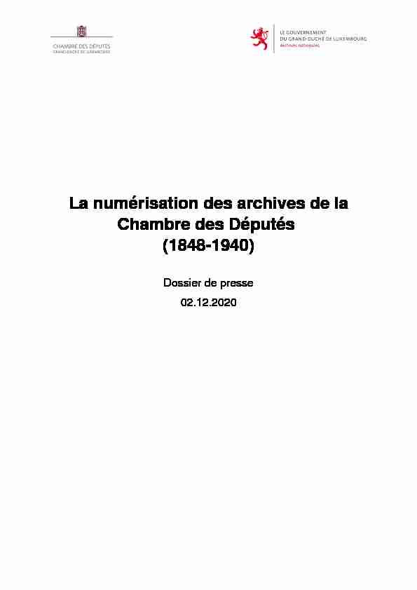 La numérisation des archives de la Chambre des Députés (1848