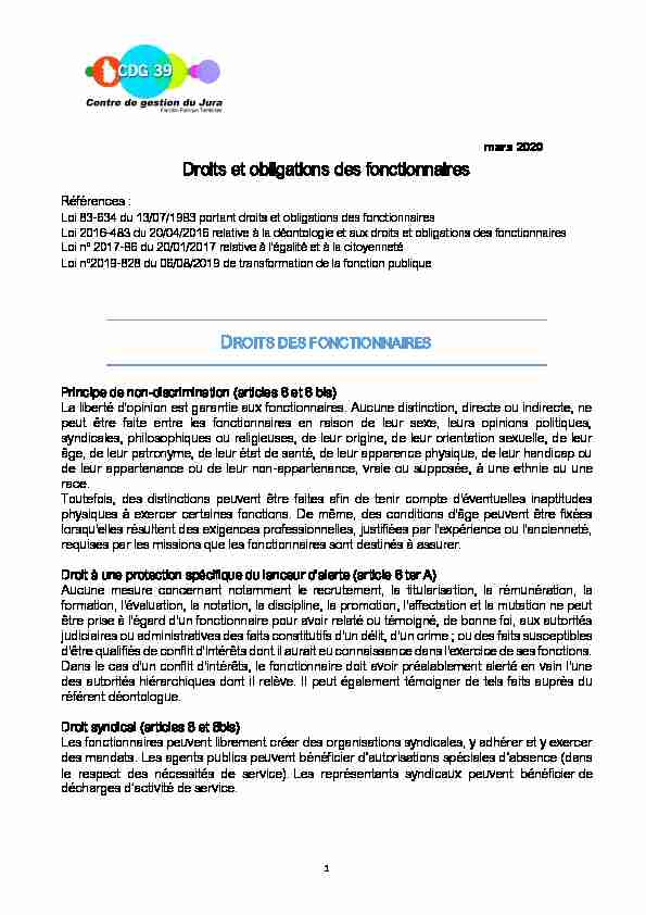 [PDF] Droits et obligations des fonctionnaires