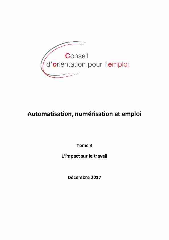 [PDF] Automatisation, numérisation et emploi - France Stratégie