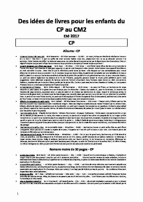 [PDF] Des idées de livres pour les enfants du CP au CM2 - Collège Stanislas