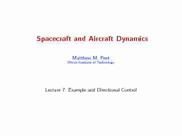 Spacecraft and Aircraft Dynamics - Lecture 7: Example and