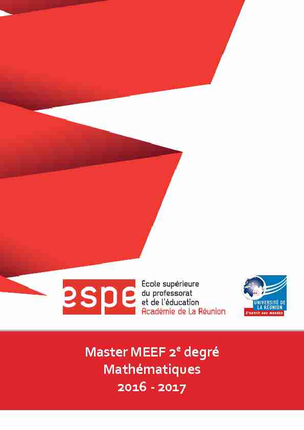 Master MEEF 2e degré Mathématiques 2016 - 2017