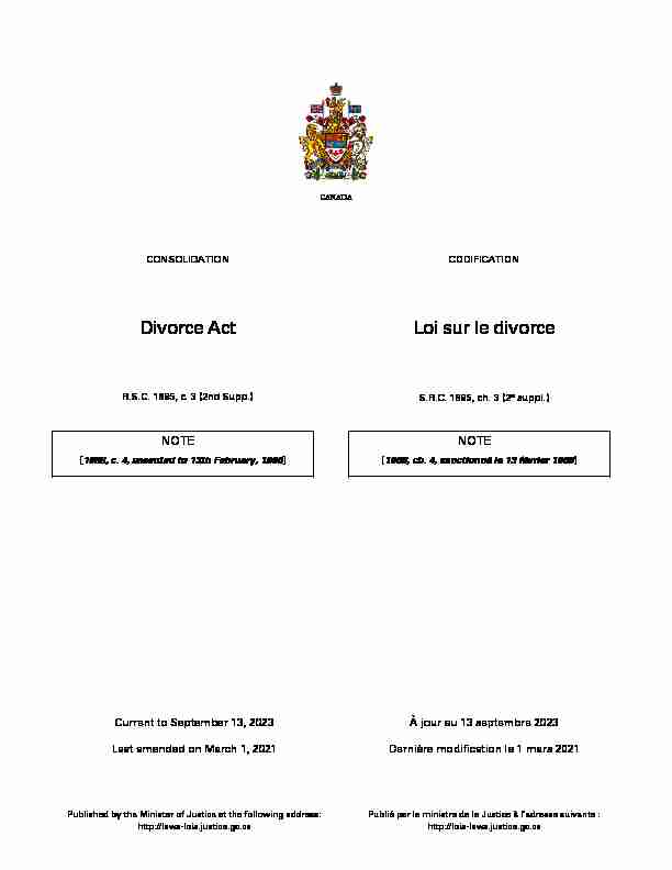 Divorce Act Loi sur le divorce