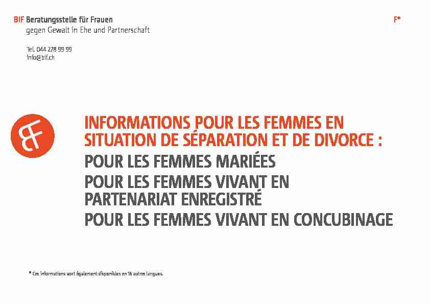 INFORMATIONS POUR LES FEMMES EN SITUATION DE