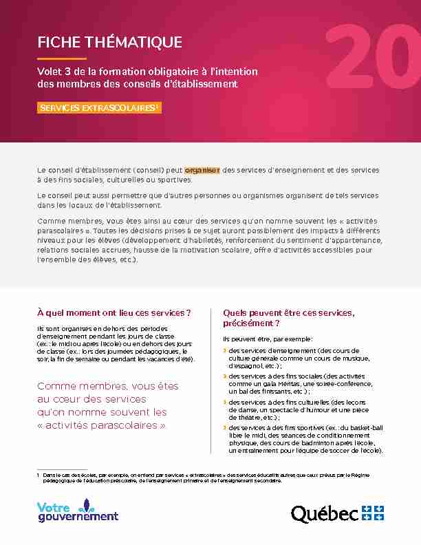 Services extrascolaires