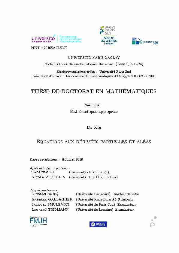 Equations aux dérivées partielles et aléas