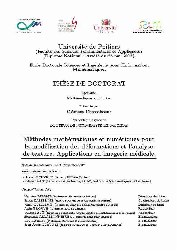 Université de Poitiers THÈSE DE DOCTORAT Méthodes