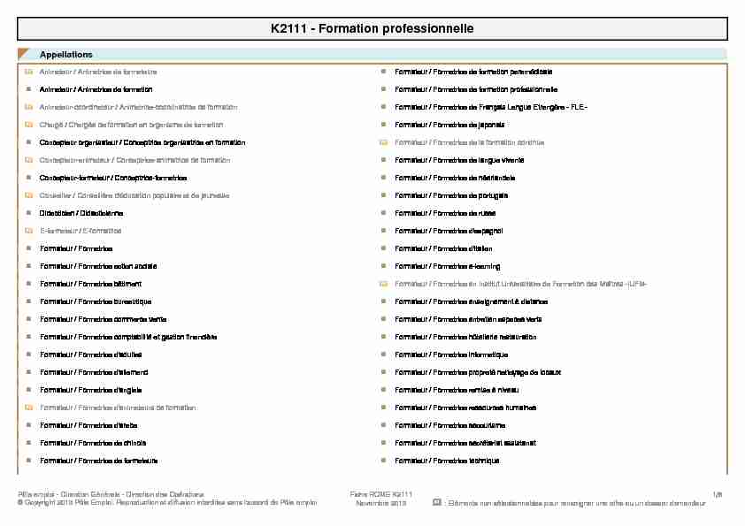 [PDF] Fiche Rome - K2111 - Formation professionnelle - SOI TC