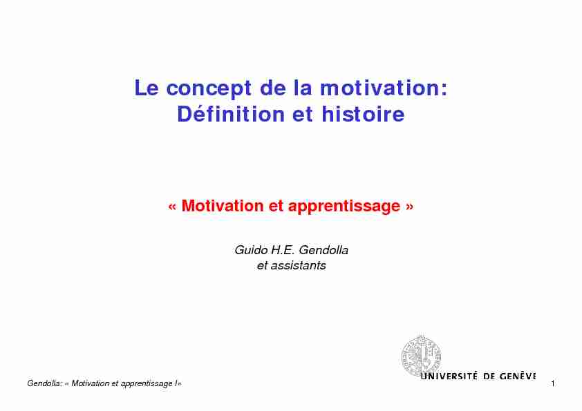 [PDF] Le concept de la motivation: Définition et histoire
