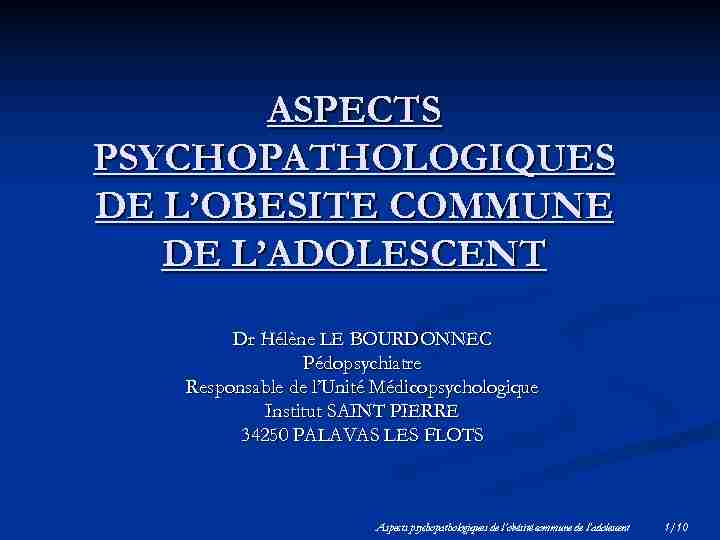 [PDF] Aspects psychopathologiques de lobésité commune de ladolescent