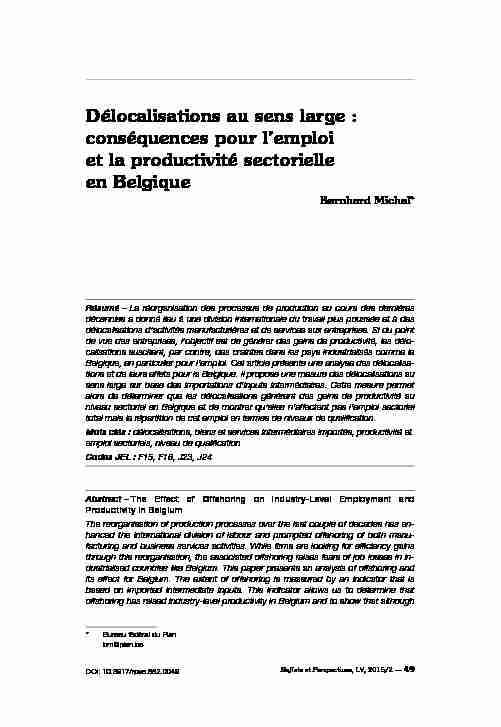 [PDF] Délocalisations au sens large : conséquences pour lemploi et la