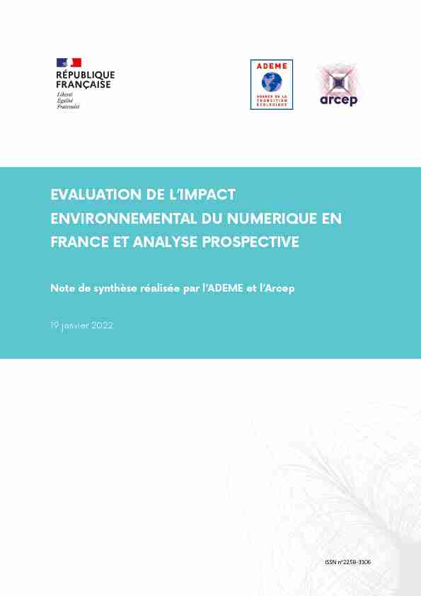 [PDF] Evaluation de limpact environnemental du numérique en France et
