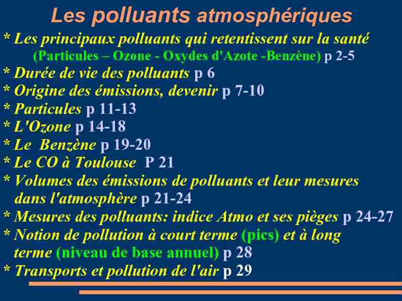 Les polluants atmosphériques