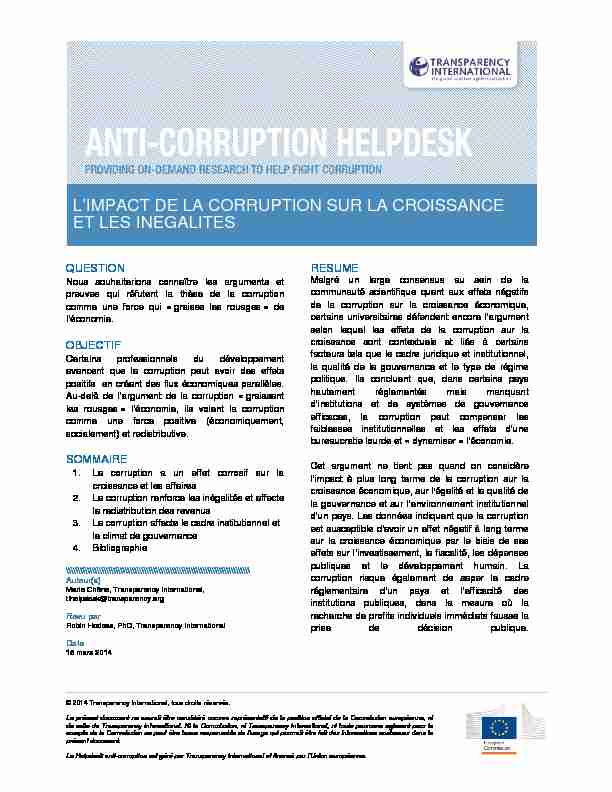 LIMPACT DE LA CORRUPTION SUR LA CROISSANCE ET LES