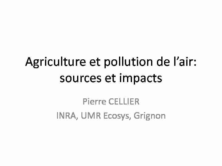 Agriculture et pollution de lair: sources et impacts