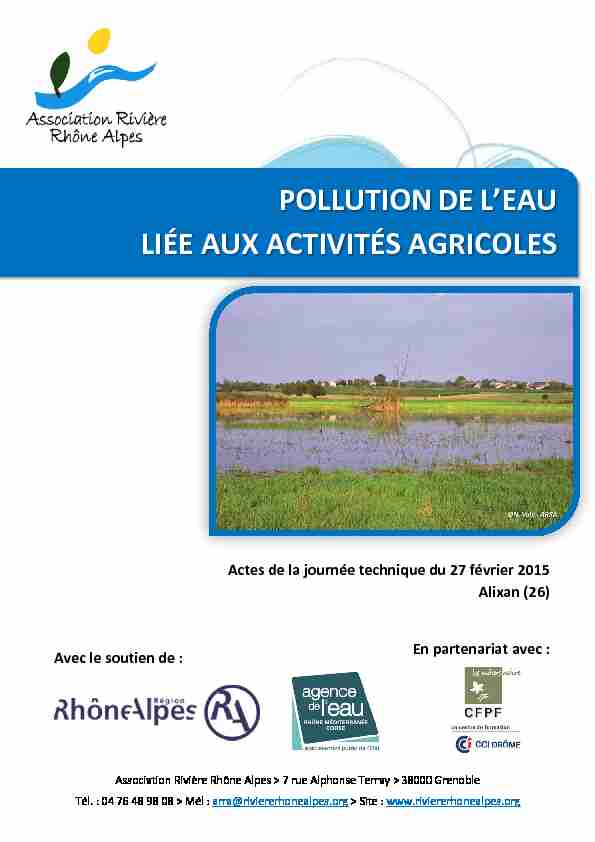 POLLUTIONDELEAU LIÉE AUX ACTIVITÉS AGRICOLES