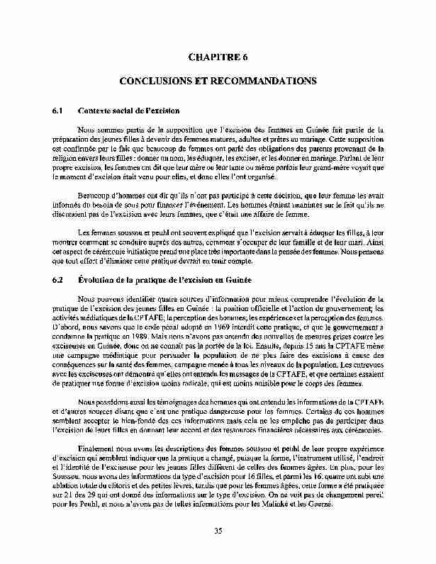 [PDF] CHAPITRE 6 CONCLUSIONS ET RECOMMANDATIONS