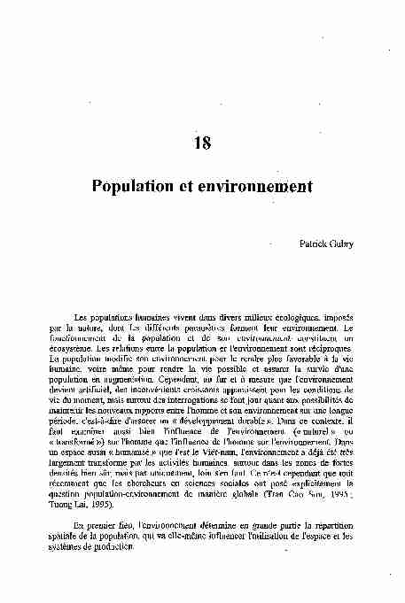 [PDF] Population et environnement