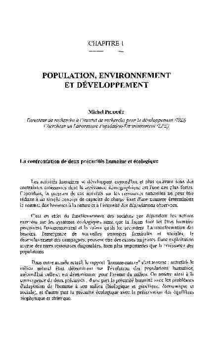 Population, environnement et développement