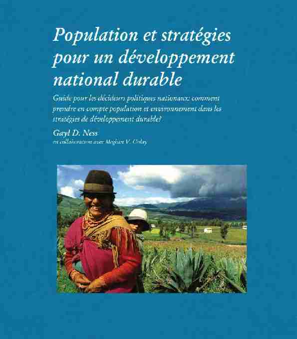 Population et strategies pour un developpement national durable