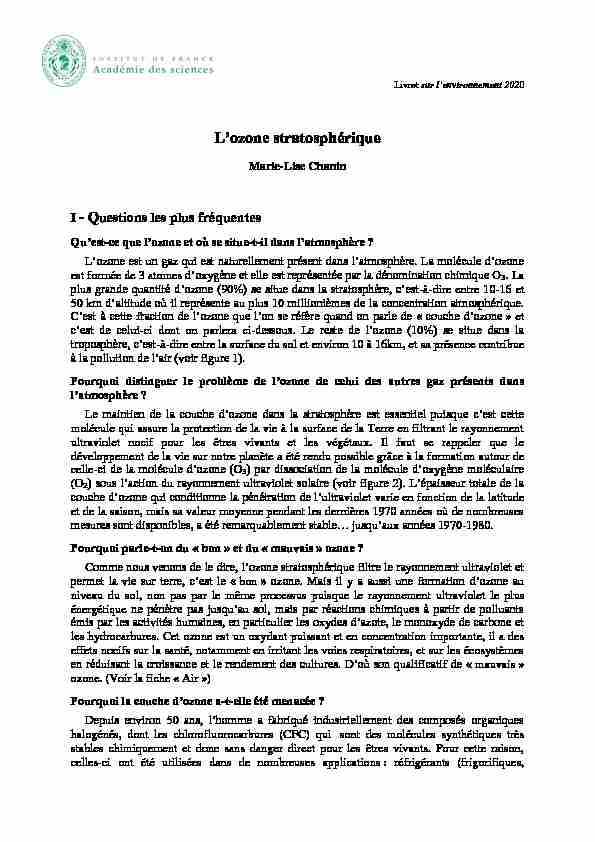 [PDF] Lozone stratosphérique - Académie des sciences