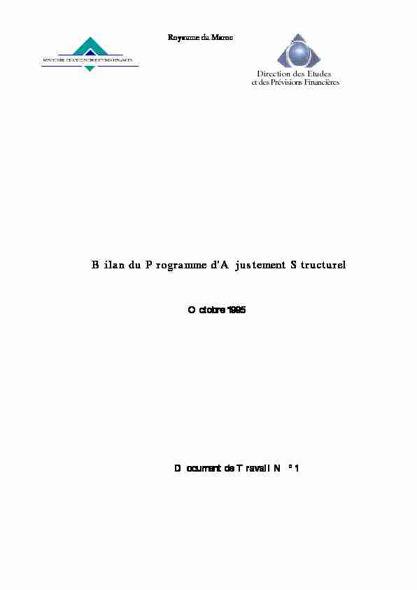 [PDF] Bilan du Programme dAjustement Structurel