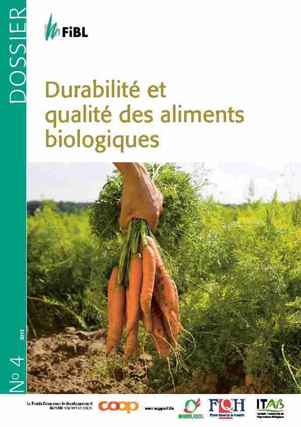 [PDF] Durabilité et qualité des aliments biologiques - ITAB