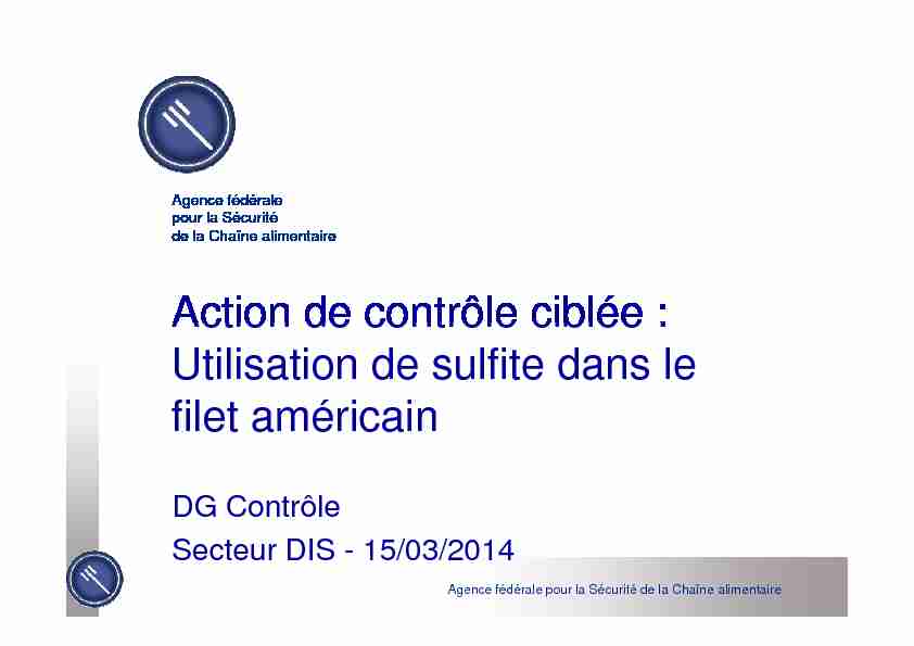 [PDF] Action de contrôle ciblée : Utilisation de sulfite dans le filet américain