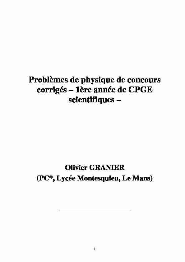 [PDF] Problèmes de physique de concours corrigés – 1ère  - Unisciel