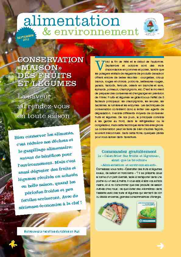 Alimentation et environnement : Conservation maison des fruits et