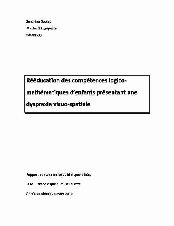 [PDF] Rééducation des compétences logico- mathématiques d  - Pontt